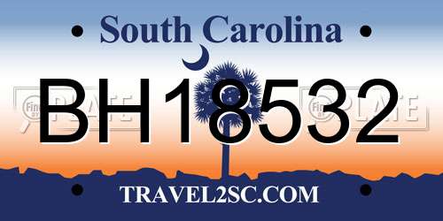 BH18532 South Carolina License Plate