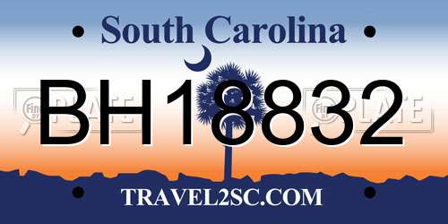 BH18832 South Carolina License Plate