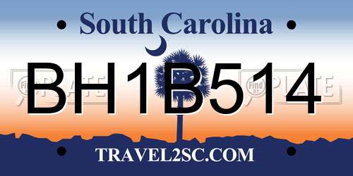 BH1B514 South Carolina License Plate