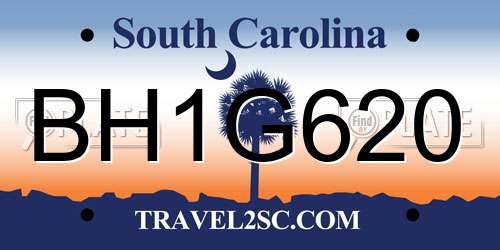 BH1G620 South Carolina License Plate