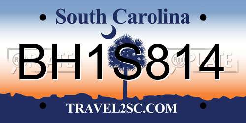BH1S814 South Carolina License Plate