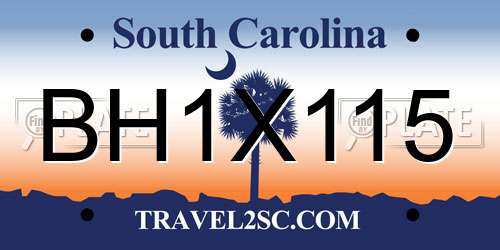 BH1X115 South Carolina License Plate