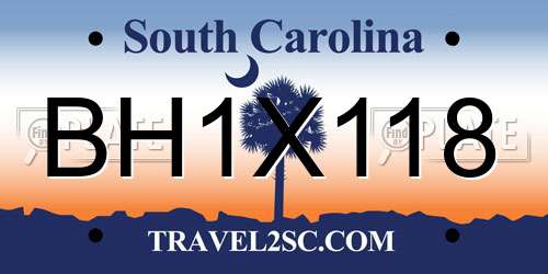 BH1X118 South Carolina License Plate