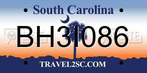 BH3I086 South Carolina License Plate