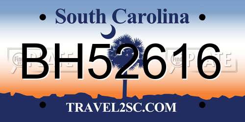 BH52616 South Carolina License Plate