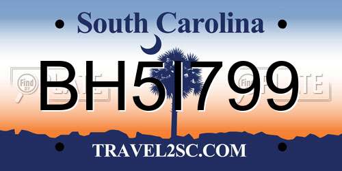 BH5I799 South Carolina License Plate