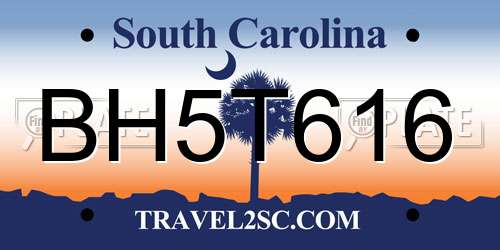 BH5T616 South Carolina License Plate