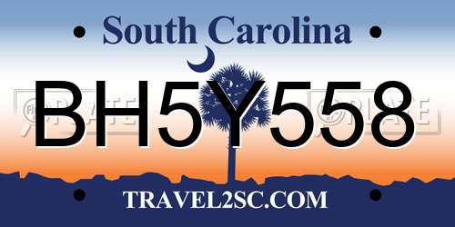 BH5Y558 South Carolina License Plate