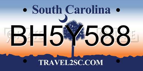 BH5Y588 South Carolina License Plate