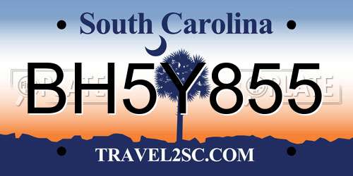 BH5Y855 South Carolina License Plate