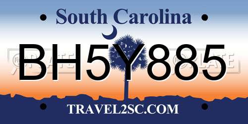 BH5Y885 South Carolina License Plate