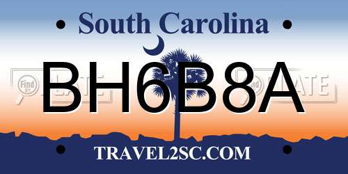 BH6B8A South Carolina License Plate