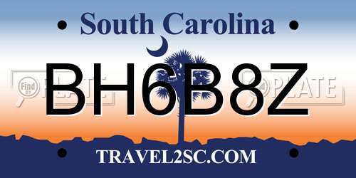 BH6B8Z South Carolina License Plate