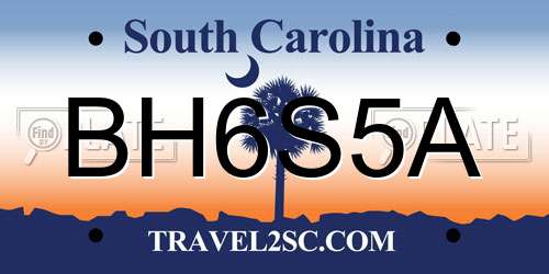 BH6S5A South Carolina License Plate