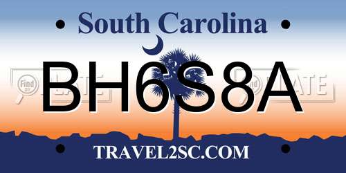 BH6S8A South Carolina License Plate