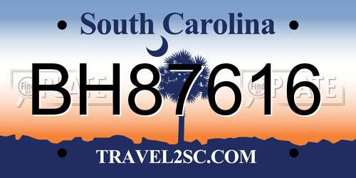 BH87616 South Carolina License Plate