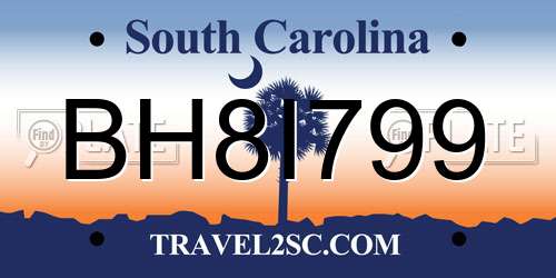 BH8I799 South Carolina License Plate