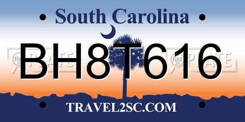 BH8T616 South Carolina License Plate
