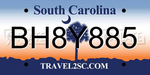 BH8Y885 South Carolina License Plate