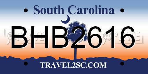 BHB2616 South Carolina License Plate