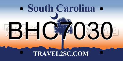 BHC7030 South Carolina License Plate
