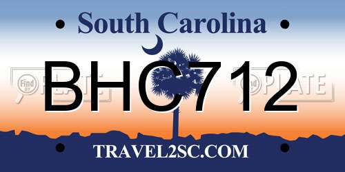 BHC712 South Carolina License Plate
