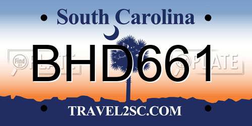 BHD661 South Carolina License Plate