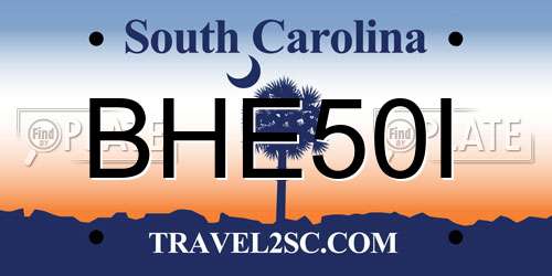 BHE50I South Carolina License Plate
