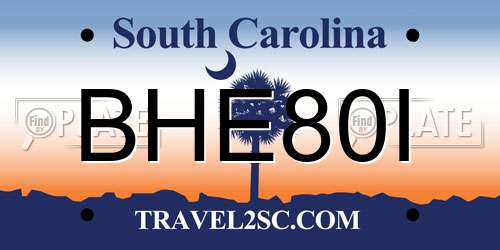 BHE80I South Carolina License Plate