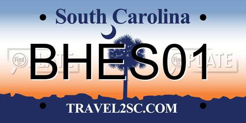 BHES01 South Carolina License Plate