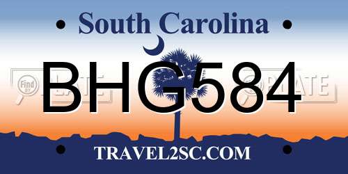 BHG584 South Carolina License Plate