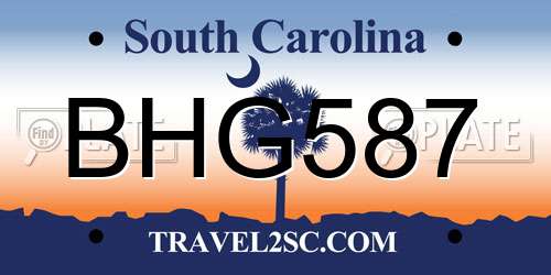 BHG587 South Carolina License Plate