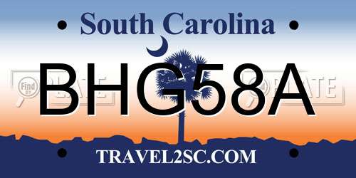 BHG58A South Carolina License Plate