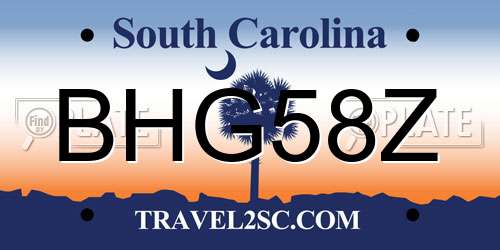 BHG58Z South Carolina License Plate