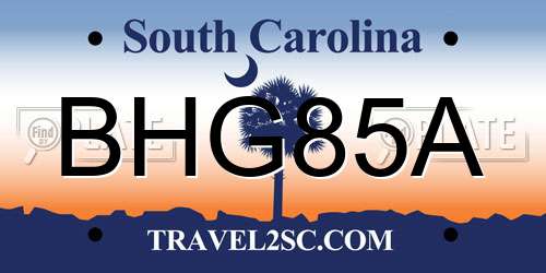 BHG85A South Carolina License Plate