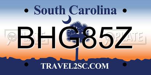 BHG85Z South Carolina License Plate