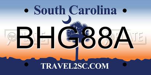 BHG88A South Carolina License Plate