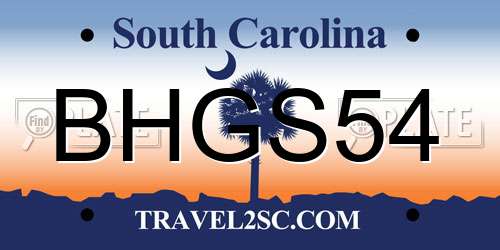 BHGS54 South Carolina License Plate