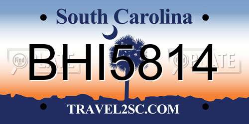 BHI5814 South Carolina License Plate