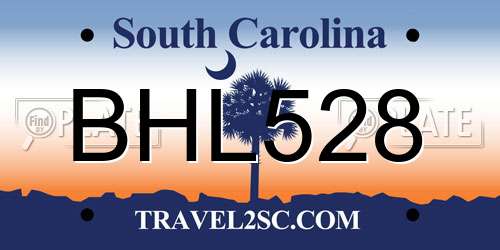 BHL528 South Carolina License Plate