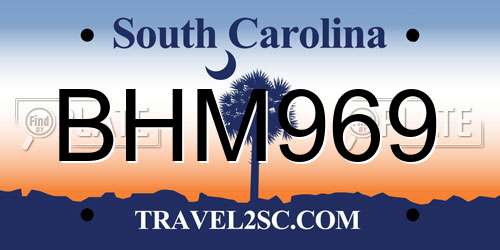 BHM969 South Carolina License Plate