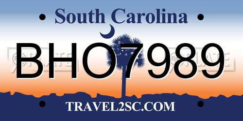 BHO7989 South Carolina License Plate