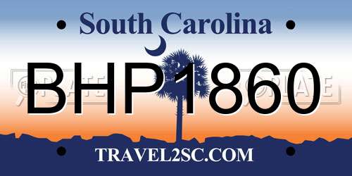 BHP1860 South Carolina License Plate