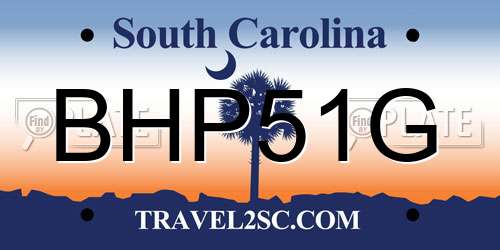 BHP51G South Carolina License Plate