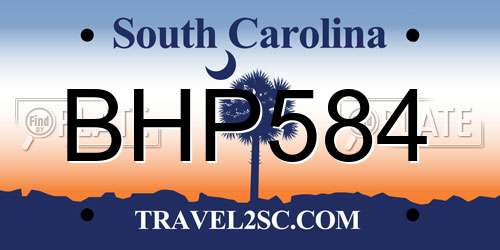 BHP584 South Carolina License Plate