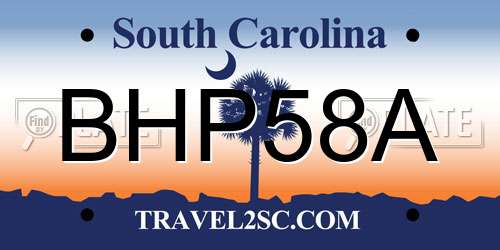 BHP58A South Carolina License Plate
