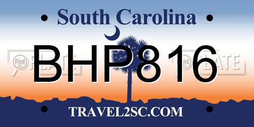BHP816 South Carolina License Plate