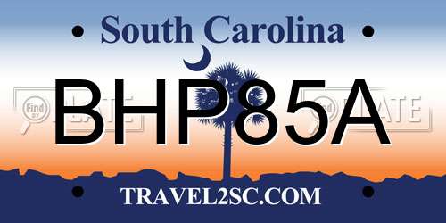 BHP85A South Carolina License Plate