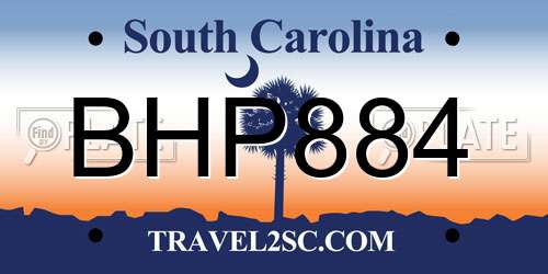 BHP884 South Carolina License Plate