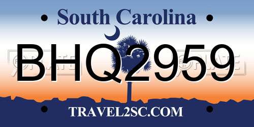 BHQ2959 South Carolina License Plate